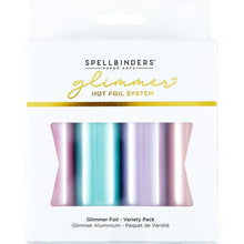Cargar imagen en el visor de la galería, Spellbinders - Glimmer Foil Variety Pack - 4/Pkg - Satin Pastels. Satin Pastels Variety Pack comes in four different colors. Each roll is 15-foot with a width of 5-inches. Colors include Pastel Peach, Pastel Lavender, Pastel Mint, and Pastel Pink. Available at Embellish Away located in Bowmanville Ontario Canada.
