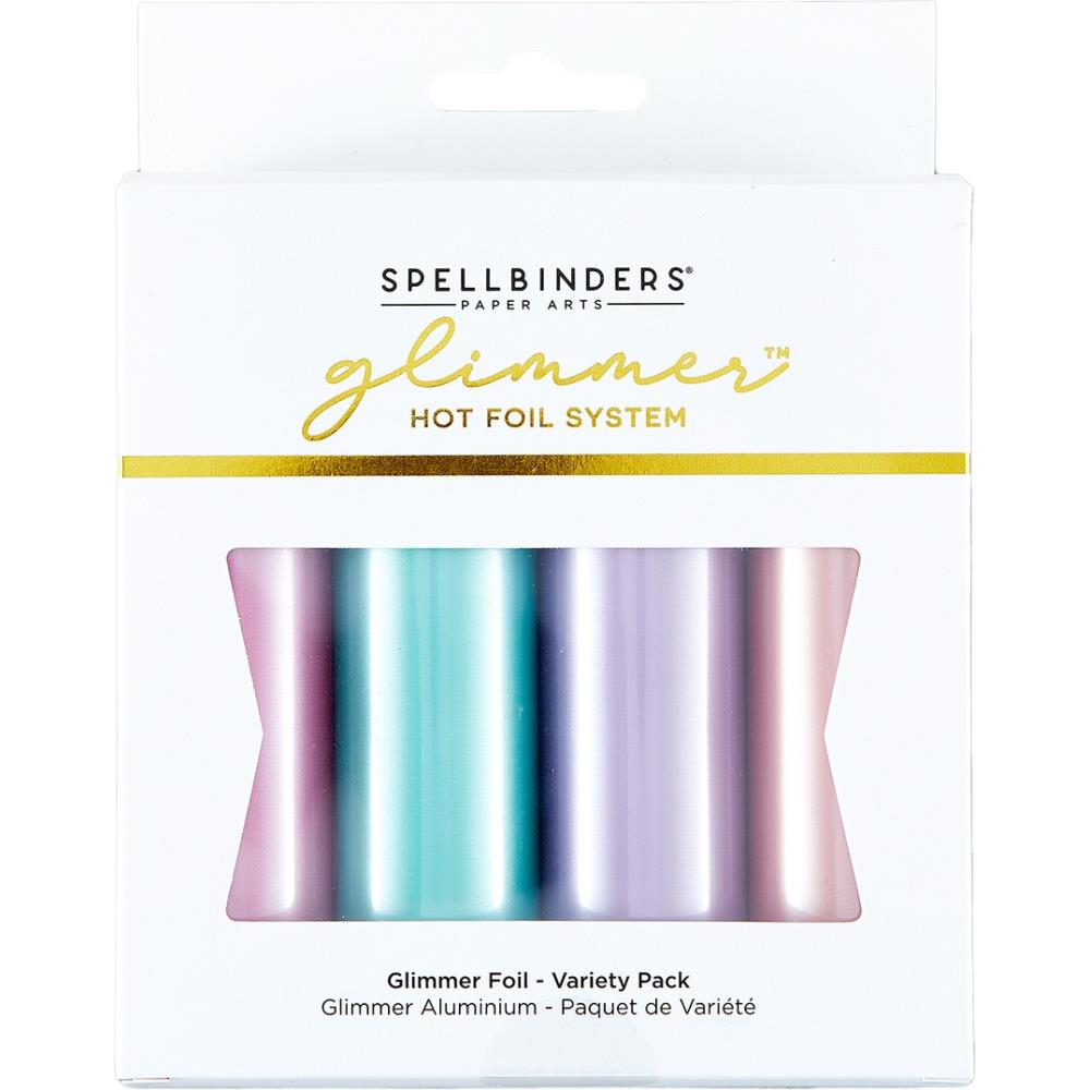 Spellbinders - Glimmer Foil Variety Pack - 4/Pkg - Satin Pastels. Satin Pastels Variety Pack comes in four different colors. Each roll is 15-foot with a width of 5-inches. Colors include Pastel Peach, Pastel Lavender, Pastel Mint, and Pastel Pink. Available at Embellish Away located in Bowmanville Ontario Canada.