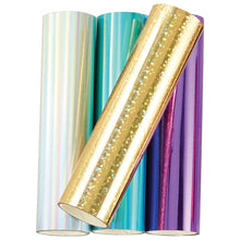 Load image into Gallery viewer, Spellbinders - Glimmer Foil Variety Pack - Spellbound. Heat-activated foil for use with the Glimmer Hot Foil System or other hot foil stamping products (sold separately). This package contains four 15 foot rolls of 5 inch wide heat activated foil in assorted colors. Imported. Available at Embellish Away located in Bowmanville Ontario Canada.
