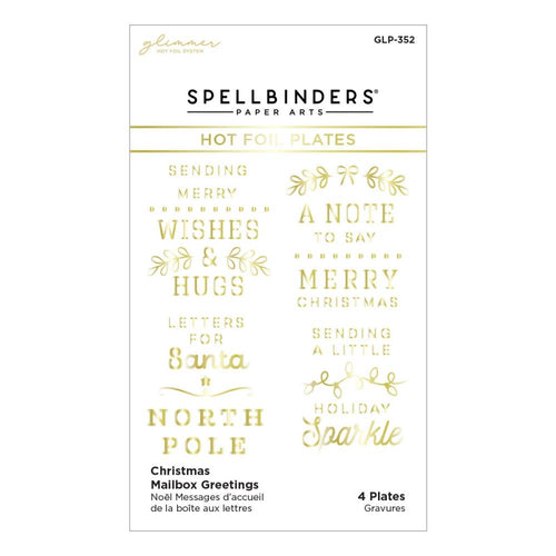 Spellbinders - Glimmer Hot Foil Plate - Christmas Mailbox Greetings. Available at Embellish Away located in Bowmanville Ontario Canada.