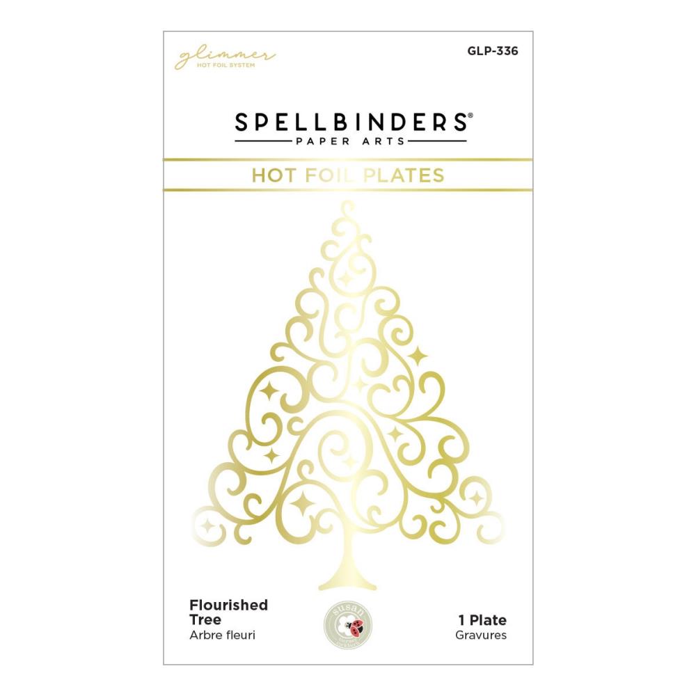Spellbinders - Glimmer Hot Foil Plate - Flourished Tree- Winter Garden. Available at Embellish Away located in Bowmanville Ontario Canada.