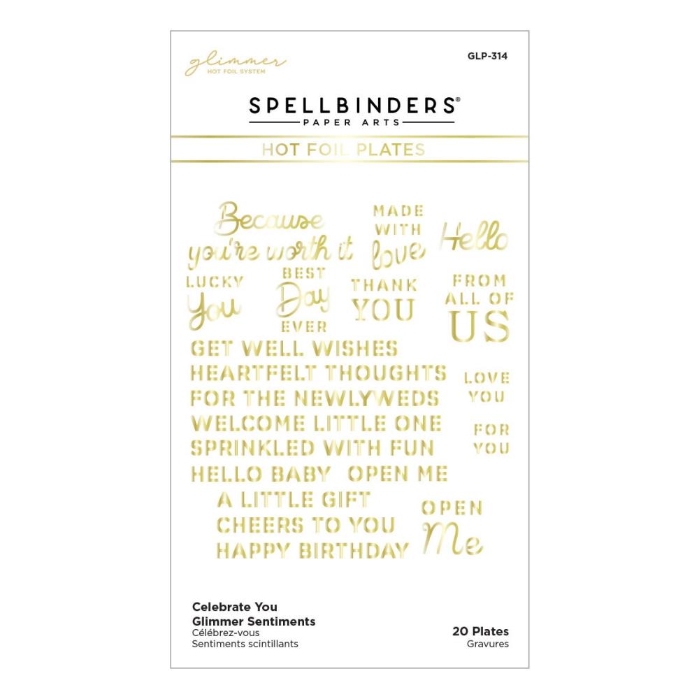 Spellbinders - Glimmer Hot Foil Plates - Celebrate You Celebrate You. Available at Embellish Away located in Bowmanville Ontario Canada.