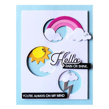 Load image into Gallery viewer, Spellbinders - Stamp &amp; Die Set - I&#39;ve Got You Covered. This set of 15 clear stamps includes 13 encouraging sentiments. Thinking of You and Hello are larger and in a narrow casual script font. The stamps work with an acrylic block and is made in the USA. Available at Embellish Away located in Bowmanville Ontario Canada. Card by brand ambassador.
