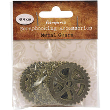 Load image into Gallery viewer, Stamperia - Big Metal Gears. These metal embellishments are the perfect finishing touch to any project! This 3.125x4 inch package contains an assortment of metal gear embellishments. Imported. Available at Embellish Away located in Bowmanville Ontario Canada.
