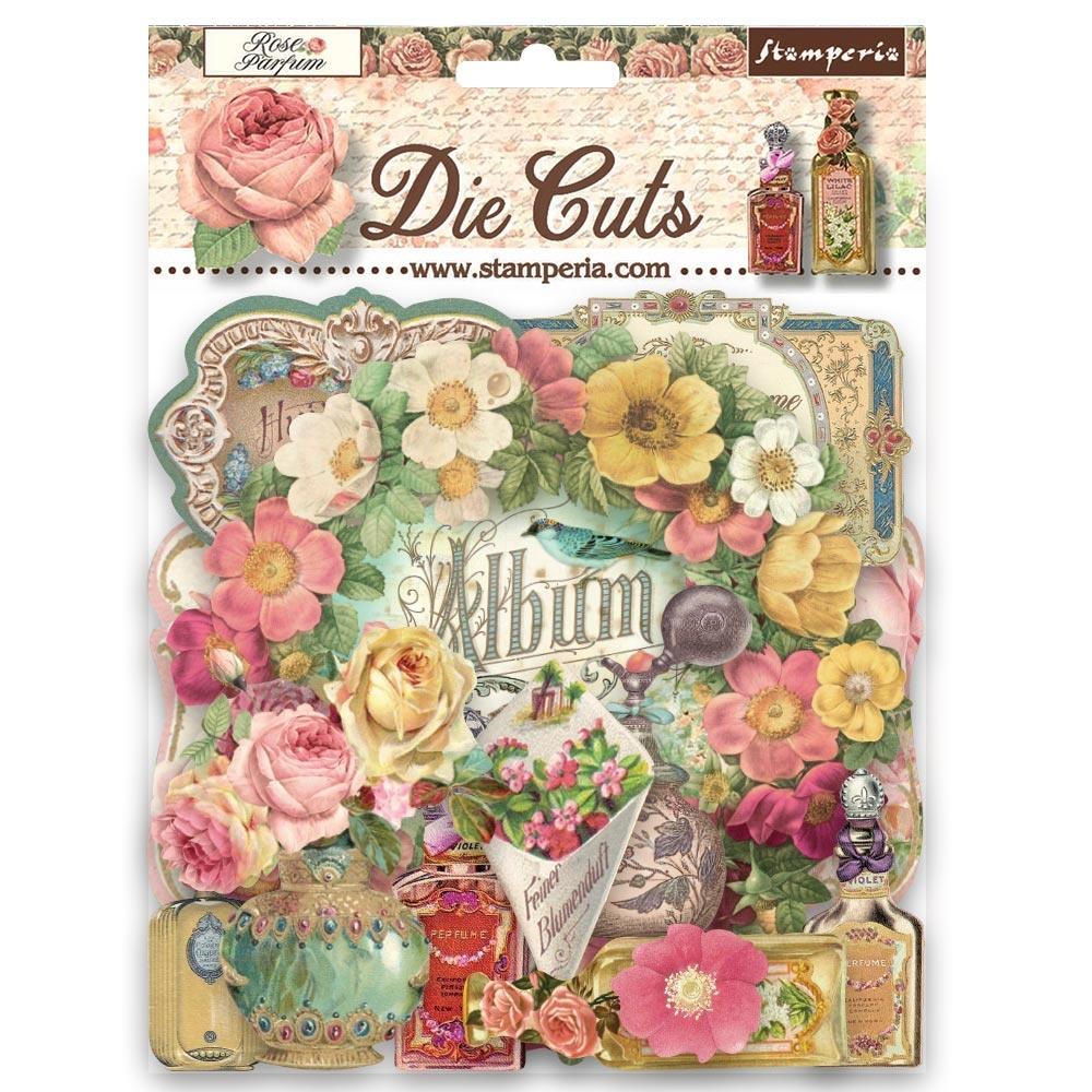 Stamperia - Die-Cuts - Rose Parfum. Embellishments can add whimsy, dimension, color and style to greeting cards, scrapbook pages, altered art, mixed media and more. Available at Embellish Away located in Bowmanville Ontario Canada.
