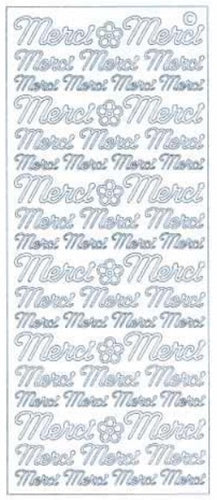Starform - Deco Stickers - Merci - Variety of Colours. Each sheet includes 54 Merci in 3 different sizes. Each sold separately. Available at Embellish Away located in Bowmanville Ontario Canada.