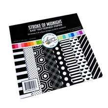 Cargar imagen en el visor de la galería, Catherine Pooler - 6x6 Patterned Paper -  Stroke of Midnight. The Stroke of Midnight Patterned Paper is a Midnight and White mix of patterns using some of our favorite classic dots and stripes and some new geometrics that will be a go to for any project that needs a graphic pop! Available at Embellish Away located in Bowmanville Ontario Canada.
