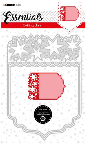 Studio Light - Cutting Die - Christmas Card Shape Stars - Essentials - 200x140mm - nr.69. The Christmas Essential sets contain a lot of great essential elements to create various Christmas cards and projects. This cutting die cuts a fancy frame with a star edge. Size: 7.9