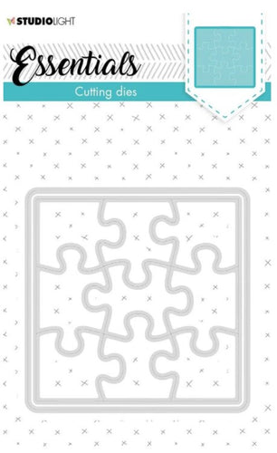 Studio Light - Cutting Die - Small shape square puzzle - Essentials 93x93mm - nr.388. This cutting die cuts a frame with a square shape puzzle. Available at Embellish Away located in Bowmanville Ontario Canada.