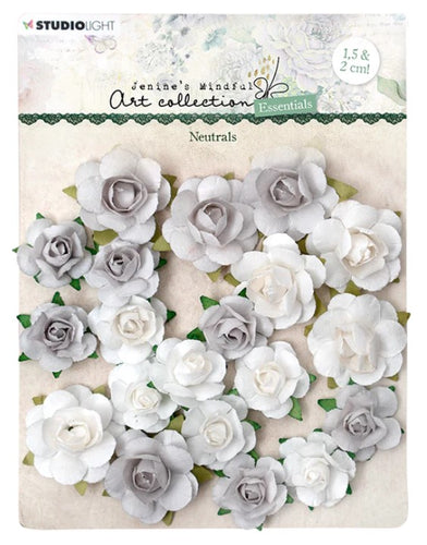 Studio Light - JMA Paper Flowers - Neutrals - Essentials 90x120x10mm - 20 PC - nr.07. These beautiful Neutral Paper Flowers will make a great addition to any project. There are 2 colours, 10 of each colour and 2 different sizes. Acid and lignin free. Available at Embellish Away located in Bowmanville Ontario Canada.