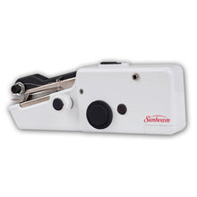 Load image into Gallery viewer, Sunbeam - Cordless Handheld Sewing Machine - White. A portable and powerful handheld sewing machine perfect for sewing quick fixes. Battery-powered, making it ideal for both travel and home. Available at Embellish Away located in Bowmanville Ontario Canada.
