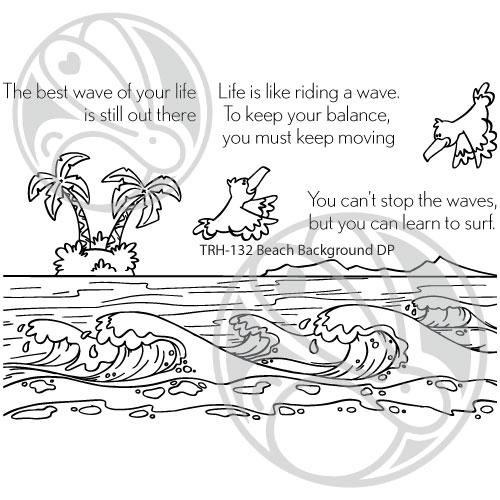 The Rabbit Hole Designs - Stamp Set 4x6 - Beach Background. Deeply etched, clear photopolymer stamps for precise placement. Featuring the artwork of Dustin Pike. Made in the USA. Available at Embellish Away located in Bowmanville Ontario Canada.