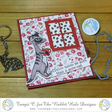 Load image into Gallery viewer, The Rabbit Hole Designs - Stamp Set - Caffeinated - Meerkat - 3x4. Deeply etched, clear photopolymer stamps for precise placement. Made in USA. Available at Embellish Away located in Bowmanville Ontario Canada. Card design by Tangii C.
