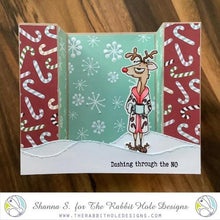 Load image into Gallery viewer, The Rabbit Hole Designs - Stamp Set - Caffeinated - Reindeer - 3x4. Deeply etched, clear photopolymer stamps for precise placement. Reindeer measures 2.322&quot;W x 2.548&quot;H. Made in USA. Available at Embellish Away located in Bowmanville Ontario Canada. Card designed by Shanna S.
