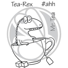 Load image into Gallery viewer, The Rabbit Hole Designs - Stamp Set - Caffeinated - Tea-Rex - 2x3. Deeply etched, clear photopolymer stamps for precise placement. Made in the USA. Available at embellish Away located in Bowmanville Ontario Canada.
