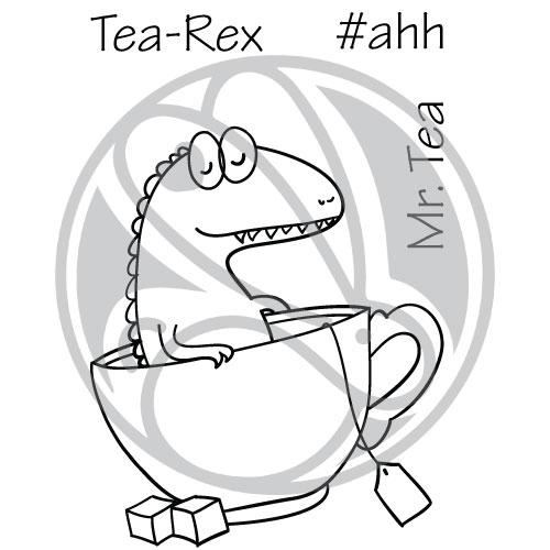 The Rabbit Hole Designs - Stamp Set - Caffeinated - Tea-Rex - 2x3. Deeply etched, clear photopolymer stamps for precise placement. Made in the USA. Available at embellish Away located in Bowmanville Ontario Canada.