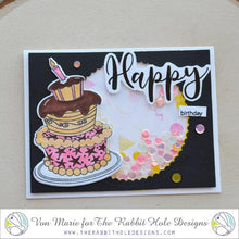 Load image into Gallery viewer, The Rabbit Hole Designs - Stamp Set - 3x4 - Just Cake. Deeply etched, clear photopolymer stamps for precise placement. Made in the USA. Available at Embellish Away located in Bowmanville Ontario Canada. Card design by Von Marie.
