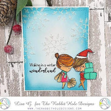 गैलरी व्यूवर में इमेज लोड करें, The Rabbit Hole Designs - Stamp Set - 4x8 - Love you More - Christmas Frost. Deeply etched, clear photopolymer stamps for precise placement. Made in the USA.  Coordinates with Love you More - Christmas Frost Dies. Available at Embellish Away located in Bowmanville Ontario Canada. Card designed by Lisa G.
