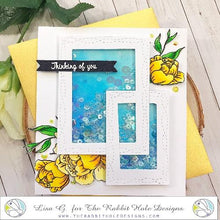 Load image into Gallery viewer, The Rabbit Hole Designs - Stamp Set - Pretty in Peony - 4x6. Deeply etched, clear photopolymer stamps for precise placement. Made in the USA. Available at Embellish Away located in Bowmanville Ontario Canada. Card design by Lisa G.
