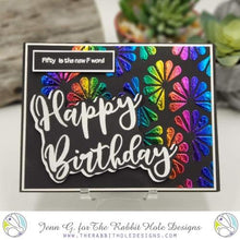 Load image into Gallery viewer, The Rabbit Hole Designs - Stamp Set - Sassy Birthday 2 - 4x6. Deeply etched, clear photopolymer stamps for precise placement. Made in USA. Available at Embellish Away located in Bowmanville Ontario Canada. Card design by Jenn G.
