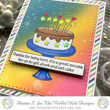 Load image into Gallery viewer, The Rabbit Hole Designs - Stamp Set - Sassy Birthday 2 - 4x6. Deeply etched, clear photopolymer stamps for precise placement. Made in USA. Available at Embellish Away located in Bowmanville Ontario Canada. Card design by Shanna S.
