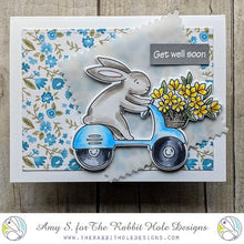 Load image into Gallery viewer, The Rabbit Hole Designs - Die Set - Spring Delivery. Deeply etched, clear photopolymer stamps for precise placement. Made in the USA.  Coordinates with Spring Delivery Dies. Available at Embellish Away located in Bowmanville Ontario Canada. Card design by Amy S.
