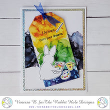 Load image into Gallery viewer, The Rabbit Hole Designs - Stamps - Color my World. Deeply etched, clear photopolymer stamps for precise placement. Exclusive artwork by Tatsiana Zayats. Made in USA. Available at Embellish Away located in Bowmanville Ontario Canada. Card design by Vanessa B. 

