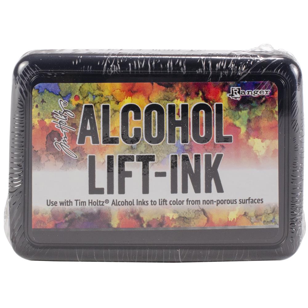 Ranger - Tim Holtz - Alcohol Ink Lift-Ink Pad. Alcohol Lift-Ink is designed to lift Alcohol Ink from non-porous surfaces and transfer to porous surfaces. This inch package contains one 4x2.75 inch ink pad. Adult Use Only. Conforms to ASTM D4236. Made in USA. Available at Embellish Away located in Bowmanville Ontario Canada.