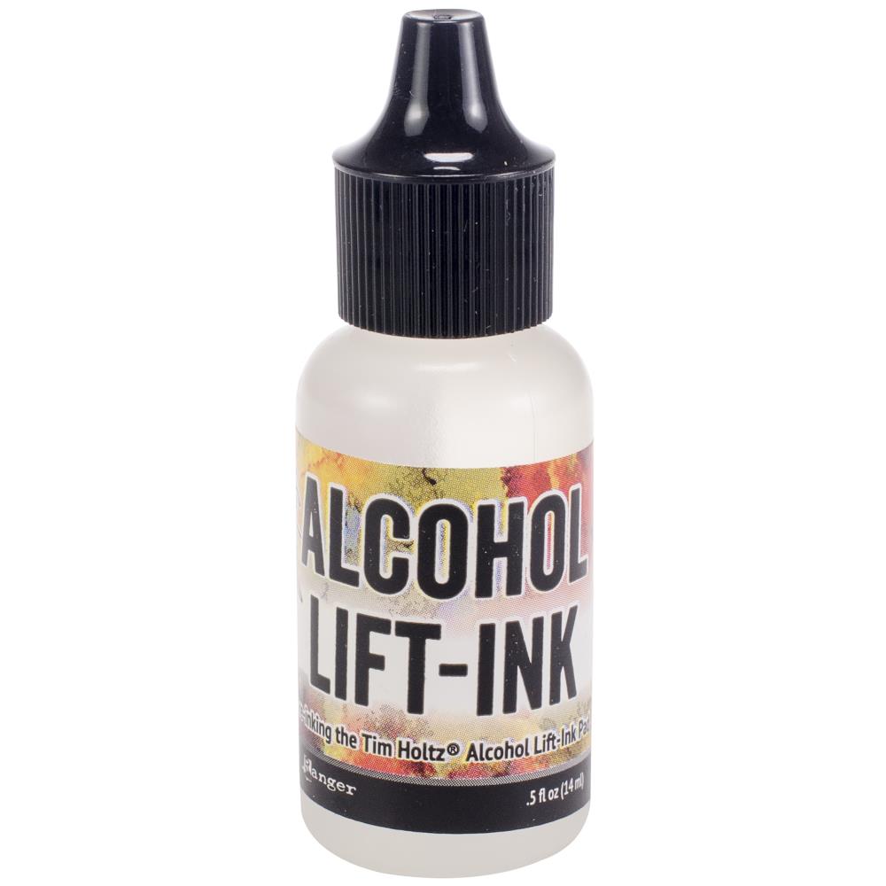 Tim Holtz - Alcohol Ink Lift-Ink Reinker - .5oz. Alcohol Lift-Ink is designed to lift Alcohol Ink from non-porous surfaces and transfer to porous surfaces. This package contains one .5 fl oz alcohol lift-ink re-inker. Acid free. Available at Embellish Away located in Bowmanville Ontario Canada.