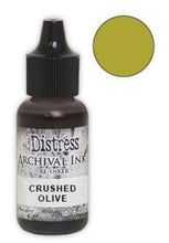 Cargar imagen en el visor de la galería, Tim Holtz® Re-Inkers can be used to re-ink Distress Archival Ink Pads, which are sold separately. They are Acid Free, Non-Toxic and Fade Resistant. Package contains one Tim Holtz® Distress® Archival Re-Inker, 0.5 ounces. Available in assorted colors, each sold separately. Made in the USA. Available at Embellish Away located in Bowmanville Ontario Canada. Crushed Olive
