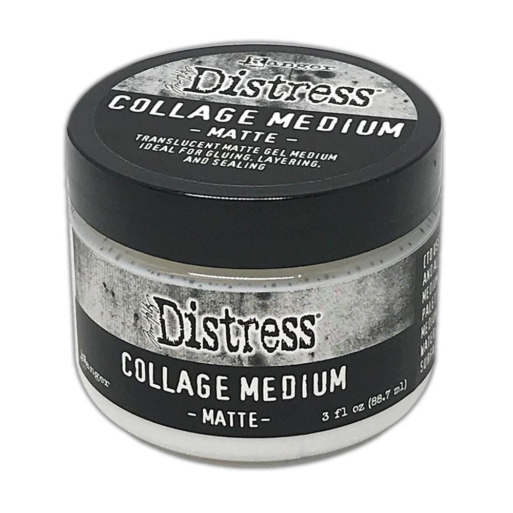 Tim Holtz Distress Collage Medium Matte is a translucent matte gel medium ideal for gluing, layering, and sealing. Collage Medium can be colorized both while wet or once dried to allow for endless color possibilities. This package contains 3 fl. oz. collage medium. Non-toxic. Acid free. Conforms to ASTM D4236. Made in the USA. Available at Embellish Away located in Bowmanville Ontario Canada.
