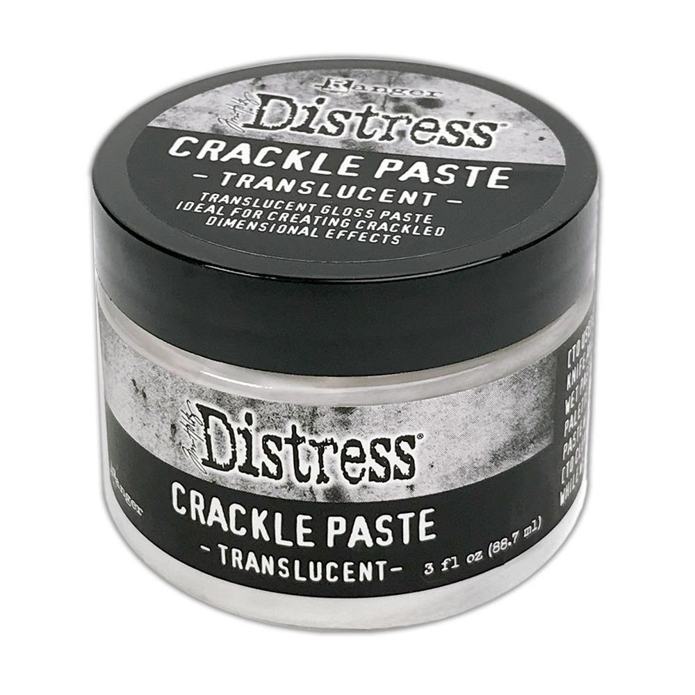Tim Holtz Distress Crackle Paste Translucent is a translucent gloss paste ideal for creating crackled dimensional effects. Crackle Paste can be colorized both while wet or once dried to allow for endless color possibilities. Great for use with Tim Holtz Distress Palette Knives. This package contains 3oz of crackle paste translucent. Non-toxic. Acid free. Conforms to ASTM D 4236. Made in USA. Available at Embellish Away located in Bowmanville Ontario Canada.