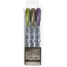 Load image into Gallery viewer, Tim Holtz - Distress Crayon -  Pearl Set Halloween - Set# 2. Distress Crayons are formulated to achieve vibrant pearlescent coloring effects on porous surfaces for mixed-media. The smooth water-reactive pigments are ideal for creating brilliant backgrounds, water coloring, smudge effects and more! Available at Embellish Away located in Bowmanville Ontario Canada.
