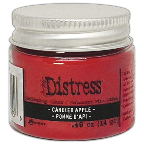 Tim Holtz - Distress Embossing Glaze - Candied Apple. Add dimension to your projects with new embossing glaze! These translucent embossing powders are ideal for layering on surfaces. This package contains .49oz of embossing glaze. Conforms to ASTM D 4236. Comes in a variety of colors. Each sold separately. Made in USA. Candied Apple. Available at Embellish Away located in Bowmanville Ontario Canada.