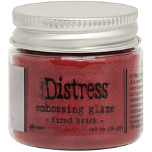 Load image into Gallery viewer, Tim Holtz - Distress Embossing Glaze - Fired Brick. Add dimension to your projects with new embossing glaze! These translucent embossing powders are ideal for layering on surfaces. This package contains .49oz of embossing glaze. Conforms to ASTM D 4236. Comes in a variety of colors. Each sold separately. Made in USA. Available at Embellish Away located in Bowmanville Ontario Canada.
