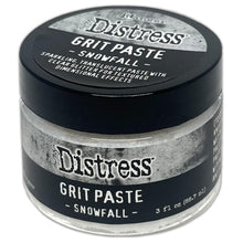 Load image into Gallery viewer, Tim Holtz - Distress Grit Paste - 3oz - Snowfall.  Add a touch of texture to Winter Holiday creations. Snowfall Grit Paste is a dimensional translucent medium infused with a clear glitter that dries to a textured sparkle finish. Available at Embellish Away located in Bowmanville Ontario Canada.

