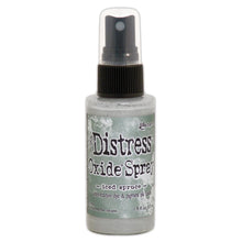 Load image into Gallery viewer, Tim Holtz - Distress Oxide Spray. Creates oxidized effects when sprayed with water. Use for quick and easy ink coverage on porous surfaces. Spray through stencils, layer colors, spritz with water and watch the color mix and blend.  Available at Embellish Away located in Bowmanville Ontario Canada. Iced Spruce
