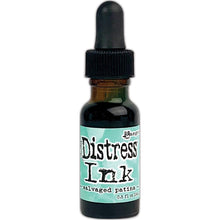 Load image into Gallery viewer, Tim Holtz - Distress  Reinker. Create an aged look on papers, fibers, photos and more! This package contains one 0.5oz bottle of distress ink. Acid free. Conforms to ASTM D4236. Comes in a variety of colors. Each sold separately. Available at Embellish Away located in Bowmanville Ontario. Salvaged Patina
