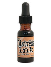 Load image into Gallery viewer, Tim Holtz - Distress  Reinker. Create an aged look on papers, fibers, photos and more! This package contains one 0.5oz bottle of distress ink. Acid free. Conforms to ASTM D4236. Comes in a variety of colors. Each sold separately. Available at Embellish Away located in Bowmanville Ontario. Tea Dye
