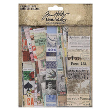 Load image into Gallery viewer, Tim Holtz - Idea-Ology - Collage Strips 1.5&quot;X6&quot; - 30/Pkg. Tim Holtz Collage Strips is a curated set of paper strips made up of colorful vintage ephemera, photography, and lettering. Available at Embellish Away located in Bowmanville Ontario Canada.
