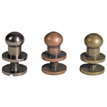 Load image into Gallery viewer, Tim Holtz - Idea-Ology - Metal 2-Part Hitch Fasteners .375&quot;  -12/Pkg - Antique Nickel, Brass &amp; Copper. Available at Embellish Away located in Bowmanville Ontario Canada.
