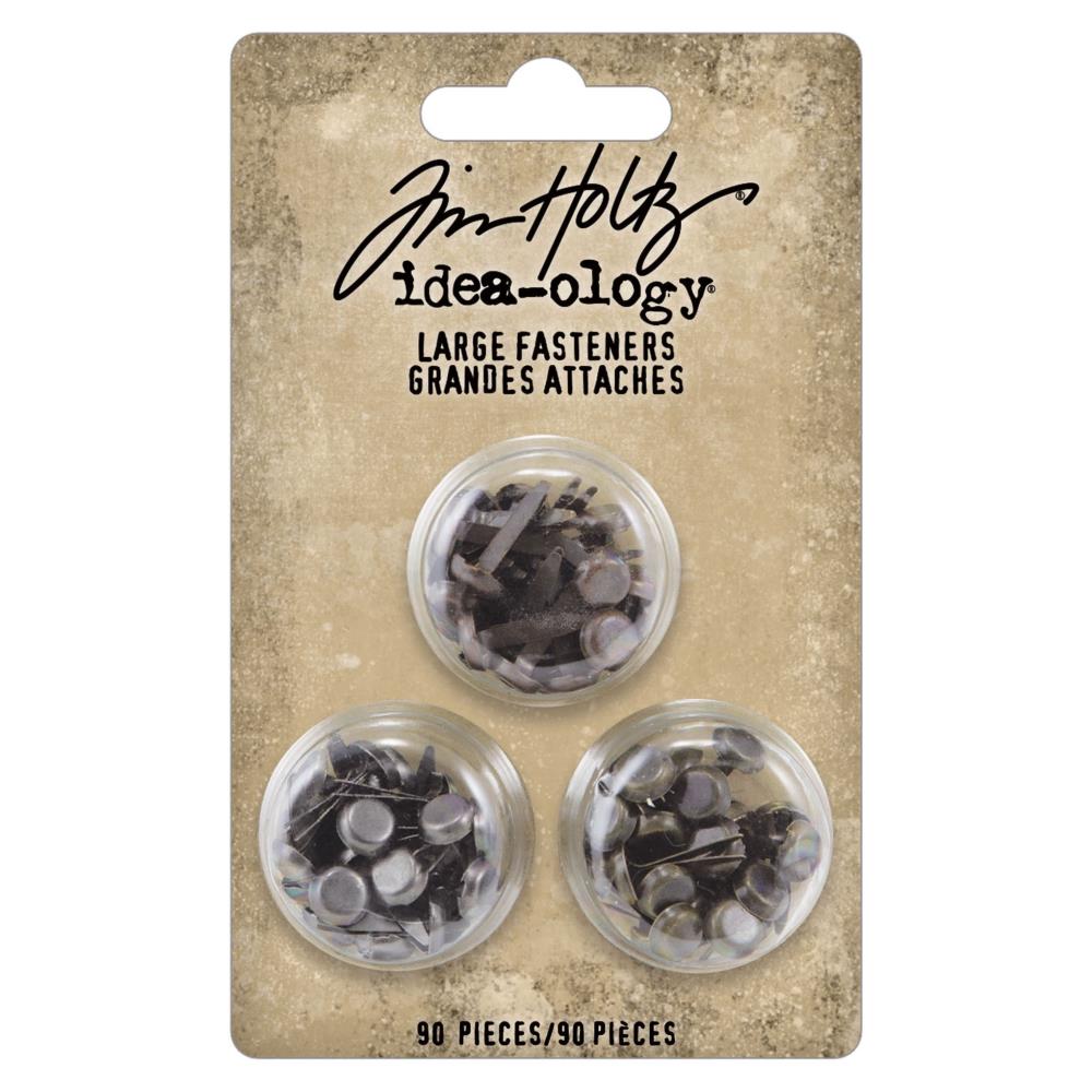 Tim Holtz - Idea-Ology - Metal Large Fasteners - Antique Silver, Copper & Brass. These fasteners are perfect for mixed media creations, embellishing vintage photography, and adding a unique touch to cards and other crafts. Available at Embellish Away located in Bowmanville Ontario Canada.
