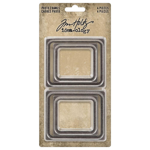 Tim Holtz - Idea-Ology - Metal Photo Frames - 4/Pkg. Add a touch of elegance to your creations with these Frames. These frames are crafted from brushed silver metal, providing a sleek and sophisticated look that is sure to elevate your projects. Available at Embellish Away located in Bowmanville Ontario Canada.