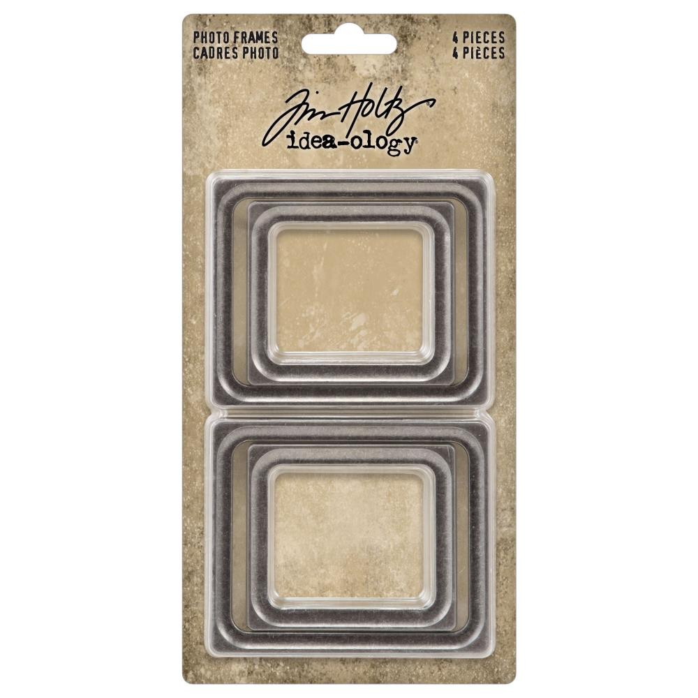 Tim Holtz - Idea-Ology - Metal Photo Frames - 4/Pkg. Add a touch of elegance to your creations with these Frames. These frames are crafted from brushed silver metal, providing a sleek and sophisticated look that is sure to elevate your projects. Available at Embellish Away located in Bowmanville Ontario Canada.