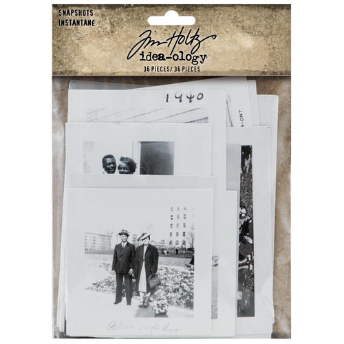 Tim Holtz - Idea-Ology - Snapshots - 36/Pkg. Capture timeless nostalgia with Snapshots by Tim Holtz. These eclectic images are perfect for adding a memorable touch to your projects. Each black and white Snapshot features a wide border to trim or distress! Available at Embellish Away located in Bowmanville Ontario Canada.