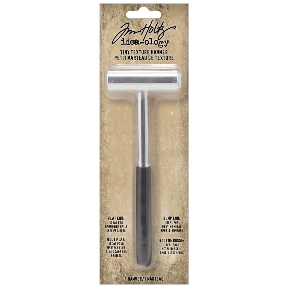 Tim Holtz - Idea-Ology - Texture Hammer. The Tim Holtz Tiny Texture Hammer small size makes it ideal for intricate tasks such as denting metal embellishments and hammering nails into craft projects with precision. Available at Embellish Away located in Bowmanville Ontario Canada.
