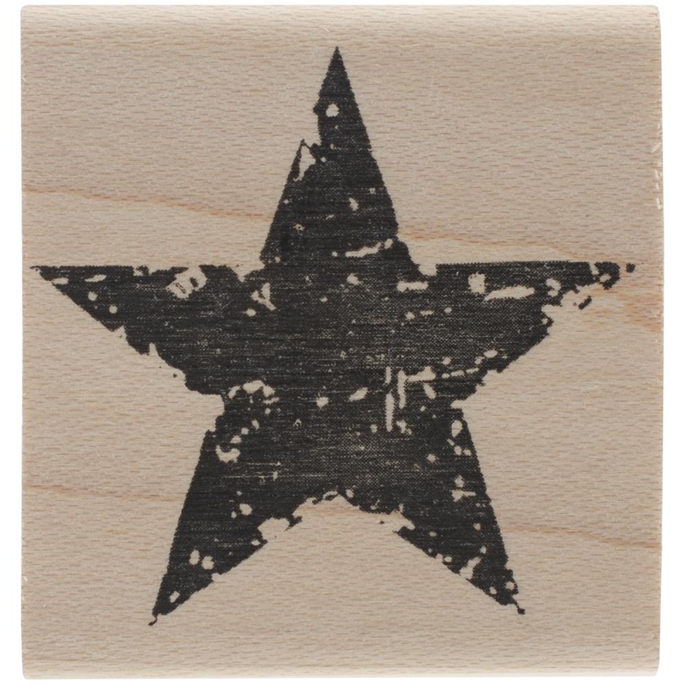 STAMPERS ANONYMOUS-Tim Holtz Mounted Red Rubber Stamps. Each red rubber stamp is mounted on a 3/4 inch thick wood block and features a printed image on top for easy placement. This package contains Star Silhouette: one stamp mounted on a 1-1/2x1-1/2 inch block. Made in USA. Available at Embellish Away located in Bowmanville Ontario Canada.
