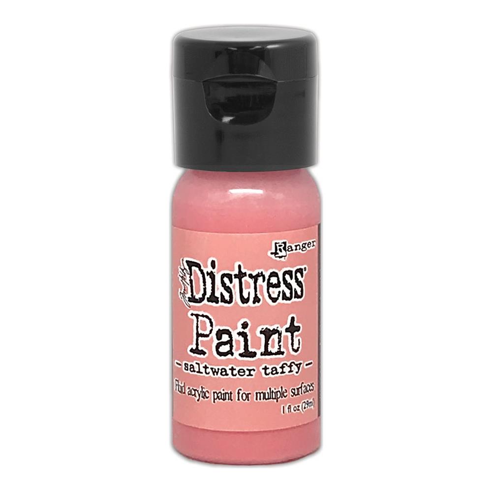 Tim Holtz - Distress Paint Flip Top - 1oz - Saltwater Taffy. Ranger-Tim Holtz Distress Paint Flip Cap. This water-based acrylic paint is perfect to accomplish a wide variety of artistic techniques. Use with stamps, paper, wood, metal, glass, plastic and more for a timeless matte finish on crafts projects.  Available at Embellish Away located in Bowmanville Ontario Canada.