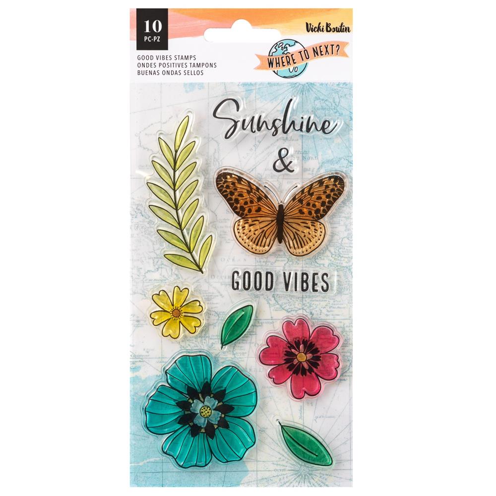 Vicki Boutin - Clear Stamps - 12/Pkg - Where To Next - Good Vibes. Available at Embellish Away located in Bowmanville Ontario Canada.