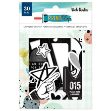 Load image into Gallery viewer, Vicki Boutin - Mixed Chipboard Shapes - 30/Pkg - Print Shop. Includes 50 die-cut cardstock pieces. Available at Embellish Away located in Bowmanville Ontario Canada.
